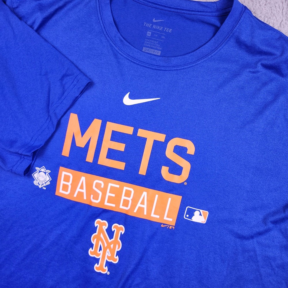 Nike New York Mets Baseball T-Shirt Mens XXL Blue Dri-FIT MLB Athletic Cut